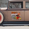 Personalized Hot Rod Pin Up Girl with Racing Flag Speed Shop Sticker