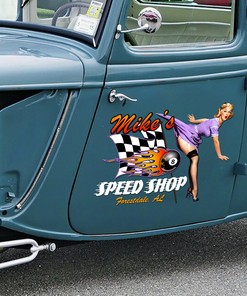 Alternative view of Personalized Pin Up Girl Hot Rod Speed Shop Stickers