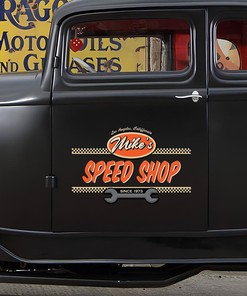 Alternative view of Speed Shop Decals - Personalized Accessories For Hot Rod Stickers