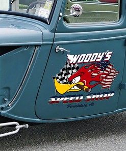 Alternative view of Personalized Mr. Horsepower Hot Rod Garage - American Flag Stickers For Cars