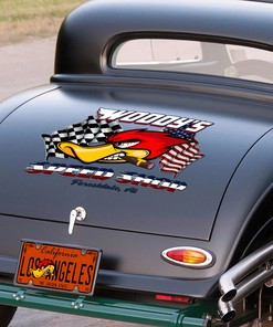 Alternative view of Personalized Mr. Horsepower Hot Rod Garage - American Flag Decal