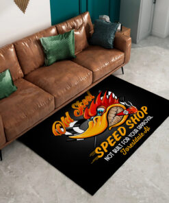 Alternative view of Personalized Old Skool Mr. Horsepower Speed Shop Rug