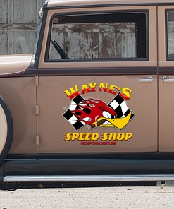 Alternative view of Garage Door Decals And More - Personalized Mr. Horsepower Hot Rod Garage