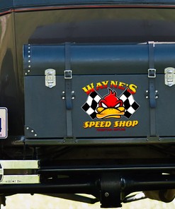 Alternative view of Personalized Mr. Horsepower Hot Rod Garage - Garage Door Decals