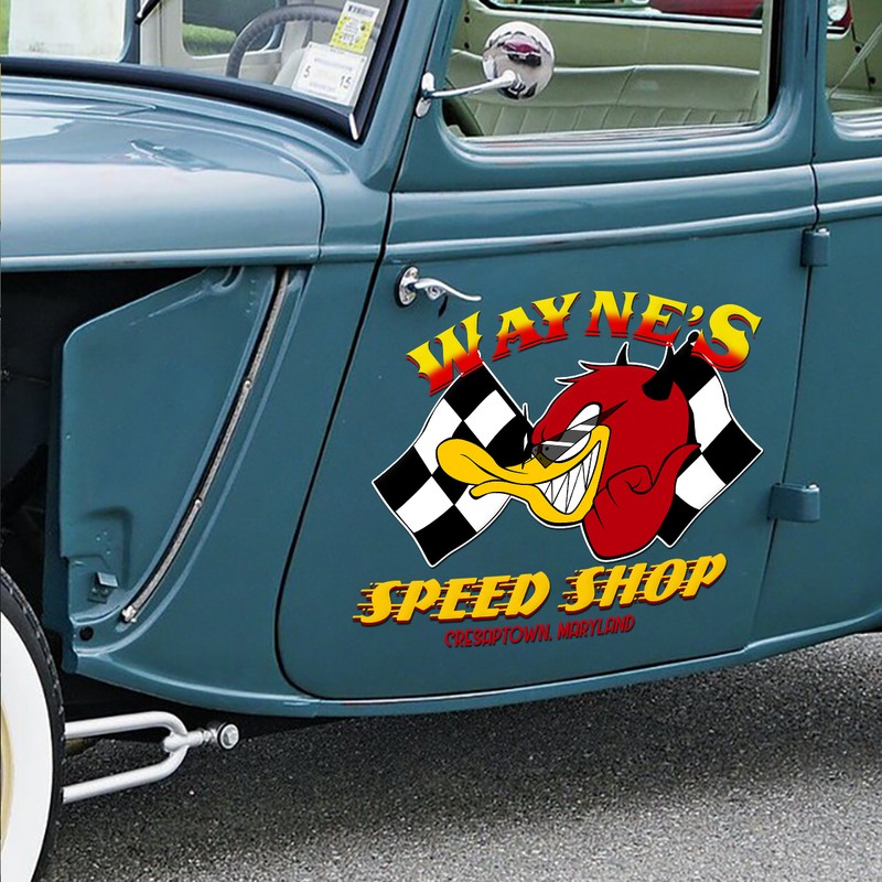 Personalized Mr. Horsepower Hot Rod Garage - Large Hot Rod Decals - Dingmun