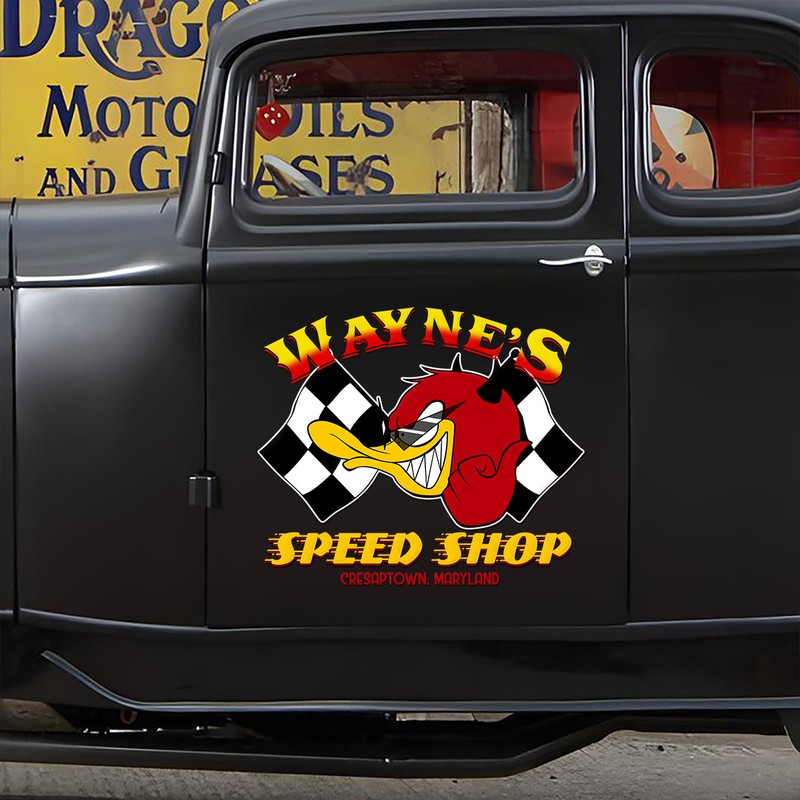 Personalized Mr. Horsepower Hot Rod Garage - Large Hot Rod Decals - Dingmun