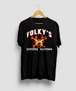 Personalized Folky's Sinister Kustom Red Fire Skull Shirt