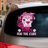 Breast Cancer Awareness Decal - Sugar Skull Puppy with Pink Headband Transparent Car Decal, Paws for The Cure Car Sticker