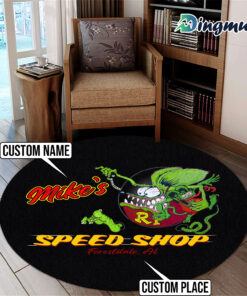 Alternative view of Hot Rod Ratfink Speed Shop Round Floor Mats