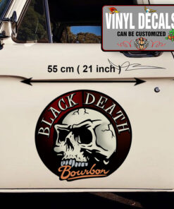 2 Pcs Black Death Bourbon Hot Rod Garage Skull Vinyl Sticker 09997