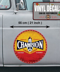 2 Pcs Champion Distressed Look Classic Retro Vintage Car Hot Rod Garage Vinyl Sticker 09915