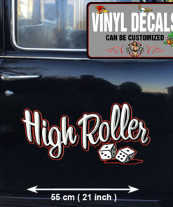 2 Pcs High Roller Hot Rod Garage Door Art Vinyl Sticker 10049
