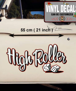 2 Pcs High Roller Hot Rod Garage Door Art Vinyl Sticker 10049
