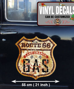 2 Pcs Hot Rod Garage Route 66 Door Lettering Vinyl Sticker 10074