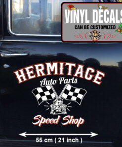 2 Pcs Hot Rod Garage Speed Shop Auto Parts Vinyl Sticker 09887