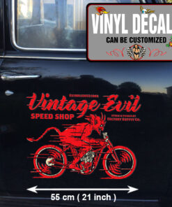 2 Pcs Hot Rod Garage Vintage Evil Speed Shop Vinyl Sticker 09950