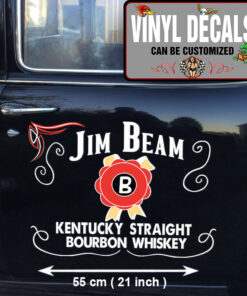 2 Pcs Jim Beam Bourbon Door Art Lettering Vinyl Sticker 10266