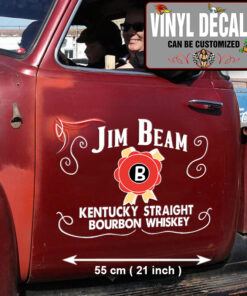 2 Pcs Jim Beam Bourbon Door Art Lettering Vinyl Sticker 10266