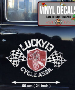2 Pcs Lucky 13 Hot Rod Garage Vintage Garage Vinyl Sticker 09883