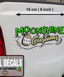2 Pcs Moon Shine Custom Hot Rod Garage Pinstriping Vinyl Sticker 09888
