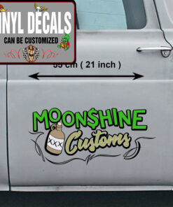 2 Pcs Moon Shine Custom Hot Rod Garage Pinstriping Vinyl Sticker 09888
