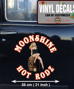 2 Pcs Moonshine Hot Rodz Hot Rod Garage Vinyl Sticker 09960