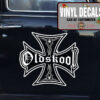 2 Pcs Old Skool School Iron Cross Hot Rod Garage Vinyl Sticker 09921
