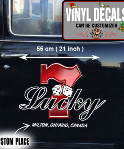 2 Pcs Personalized 7 Lucky Number Hot Rod Garage Vinyl Sticker 09972