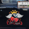 2 Pcs Personalized 8 Ball Hot Rod Garage Kustom Kulture Speed Shop Set 02 Vinyl Stickers 09794