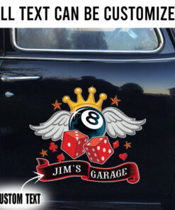 2 Pcs Personalized 8 Ball Hot Rod Garage Kustom Kulture Speed Shop Set 02 Vinyl Stickers 09794