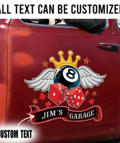 2 Pcs Personalized 8 Ball Hot Rod Garage Kustom Kulture Speed Shop Set 02 Vinyl Stickers 09794