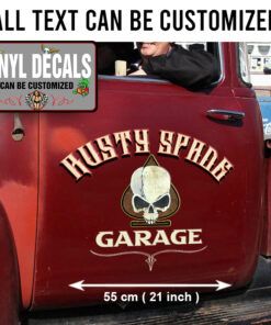 2 Pcs Personalized Ace Skull Lettering Vinyl Sticker 10261