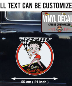 2 Pcs Personalized Betty Boop Hot Rod Garage Vinyl Sticker 10041