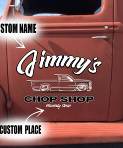 2 Pcs Personalized Chop Shop Hot Rod Garage Low Brow Art Set 02 Vinyl Stickers 09749