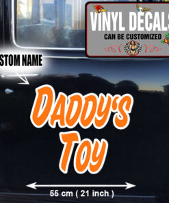 2 Pcs Personalized Daddy's Toy Hot Rod Garage Door Art Lettering Vinyl Sticker 10015