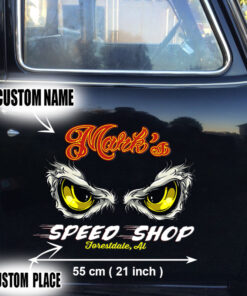 2 Pcs Personalized Eagle Eyes Hot Rod Speed Shop Rat Rod Vinyl Stickers 09662