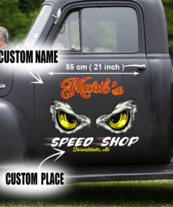 2 Pcs Personalized Eagle Eyes Hot Rod Speed Shop Rat Rod Vinyl Stickers 09662