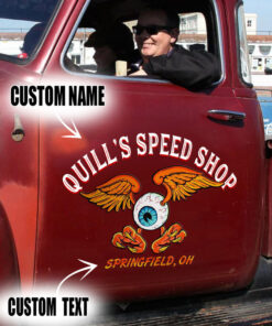 2 Pcs Personalized Eye Ball Hot Rod Kustom Garage Low Brow Art Set 02 Vinyl Stickers 09784