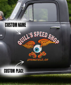 2 Pcs Personalized Eye Ball Hot Rod Kustom Garage Low Brow Art Set 02 Vinyl Stickers 09784