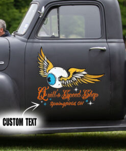2 Pcs Personalized Eye Ball Hot Rod Kustom Garage Low Brow Art Set 02 Vinyl Stickers 09785
