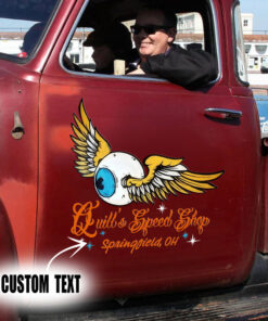 2 Pcs Personalized Eye Ball Hot Rod Kustom Garage Low Brow Art Set 02 Vinyl Stickers 09785