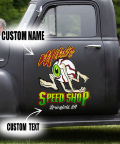 2 Pcs Personalized Eye Ball Hot Rod Kustom Garage Low Brow Art Set 02 Vinyl Stickers 09786