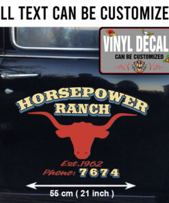 2 Pcs Personalized Farm Truck Lettering Ranch Truck Lettering Hot Rod Longhorn Ranch Vinyl Sticker 10082