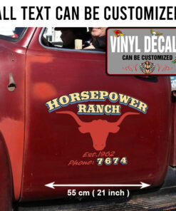 2 Pcs Personalized Farm Truck Lettering Ranch Truck Lettering Hot Rod Longhorn Ranch Vinyl Sticker 10082