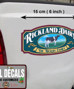 2 Pcs Personalized Farmer Dairy Farm Truck Lettering Hot Rod Vinyl Sticker 10068