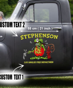 2 Pcs Personalized Fire Dept Hot Rod Rat Rod Vinyl Stickers 09659