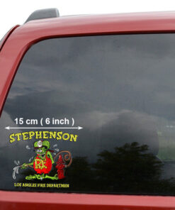 2 Pcs Personalized Fire Dept Hot Rod Rat Rod Vinyl Stickers 09659