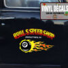 2 Pcs Personalized Flaming Eight Ball Hot Rod Garage Vinyl Sticker 09893