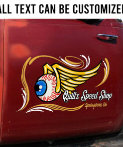 2 Pcs Personalized Flying Eyeball Hot Rod Garage Pinstriping Set 02 Vinyl Stickers 09795