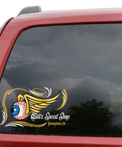 2 Pcs Personalized Flying Eyeball Hot Rod Garage Pinstriping Set 02 Vinyl Stickers 09795